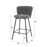 Bar Stool Bates HomeHaven Grey LxBxH 69x68x66 Boucle Nnb