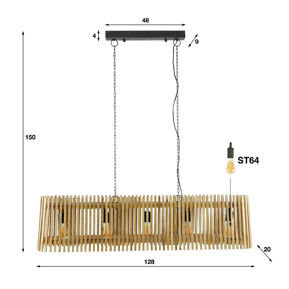 Pendant Light Houston HomeHaven Brown Mango wood Nnb